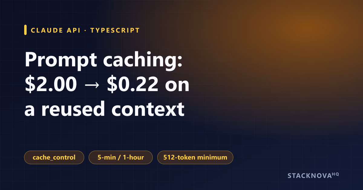 Claude prompt caching in TypeScript: cache writes, cache reads and the cost difference on Sonnet 5.5
