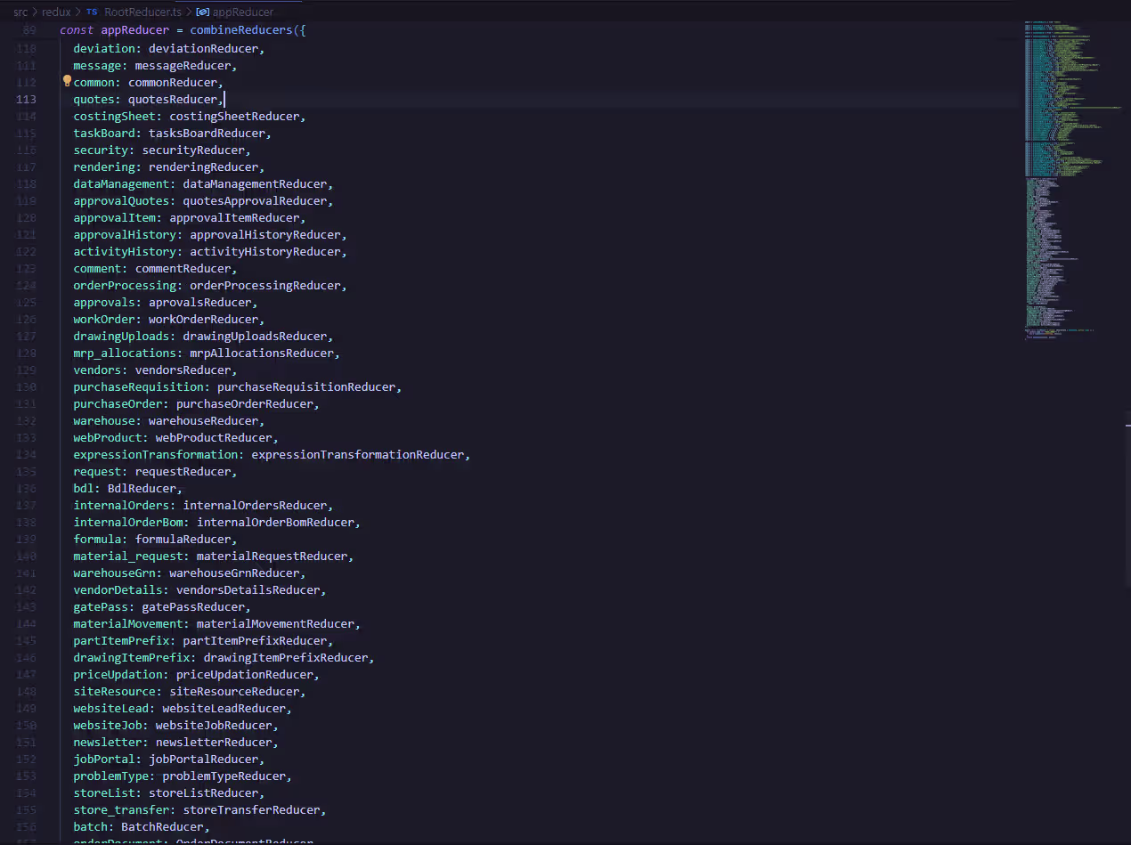 Redux RootReducer with 80 plus reducers