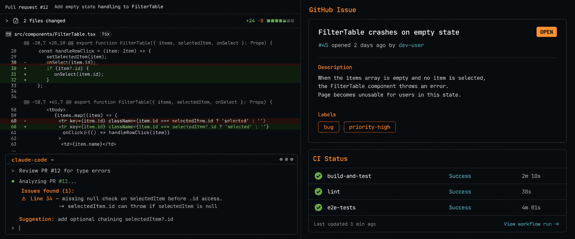 GitHub MCP server setup for Claude Code — PR review, issue access, CI status in terminal